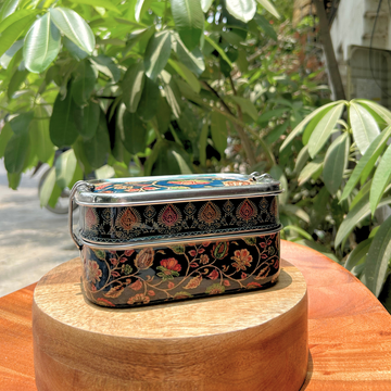Eco-Friendly Ethnic Meenakari 2-Tier Steel Tiffin