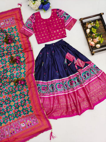 Purple and Pink Border Girls Lehenga