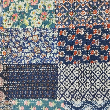 Handcrafted Block Print Bedcover with Patchwork | Artisan-Made 100% Cotton Bedspread
