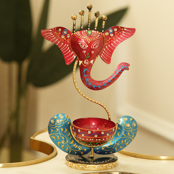 Ganesh T-Lite Metal Candle Holder | Spiritual Home Decor Accent