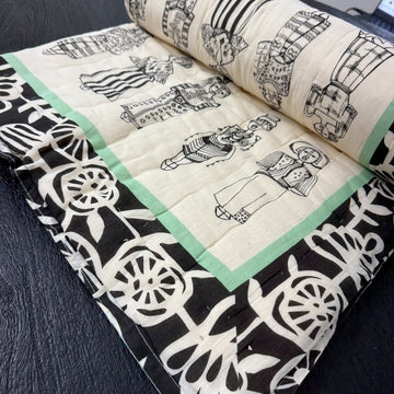 Handcrafted Kids Quilt with Traditional Tribal Lady Block Print | Soft & Cozy Cotton Quilt for Babies & Toddlers