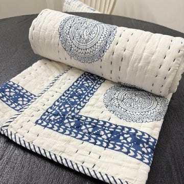 Handcrafted Kids Quilt with Traditional Mandala Block Print | Soft & Cozy Cotton Quilt for Babies & Toddlers