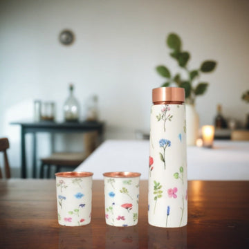 Copper Water Bottle Set | 1 Litre Bottle & Set of 2 Glasses | Boosts Immunity