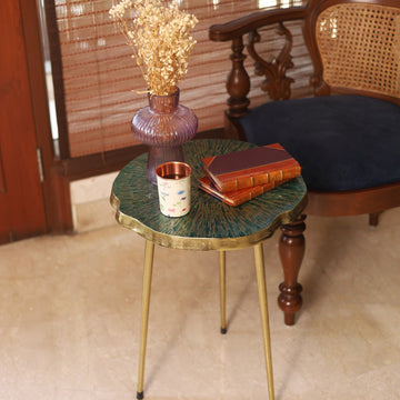 Contemporary Nickel Green End Table | Stylish Accent Table for Home, Living Room & Bedroom Decor
