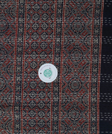 Ajrakh with Kantha Bedcover | Artisan-Made 100% Cotton Bedspread