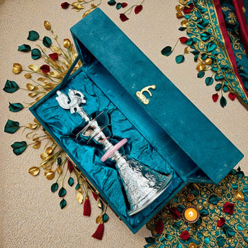 Handcrafted Silver Finish Peacock Oil Lamp | Pooja & Festive Diya