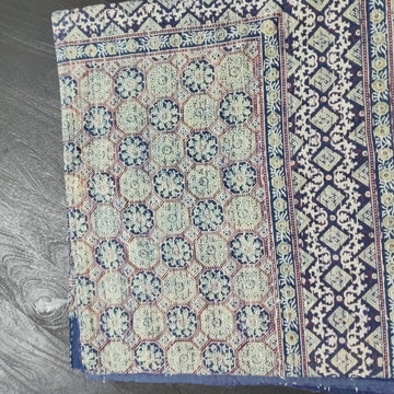 Ajrakh with Kantha Bedcover | Artisan-Made 100% Cotton Bedspread