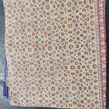 Ajrakh with Kantha Bedcover | Artisan-Made 100% Cotton Bedspread