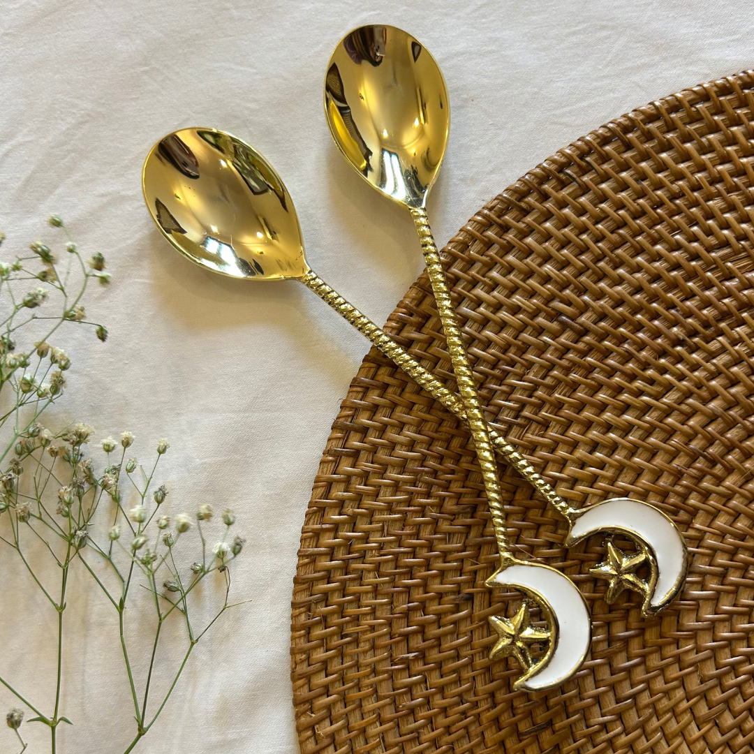 Gold Moon & Star Designer Spoon Eid Gift Set (Set of 2)