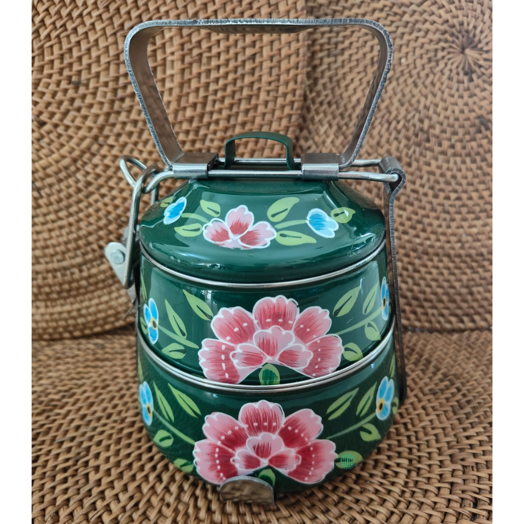 Eco-Friendly Ethnic Meenakari 2-Tier Steel Tiffin