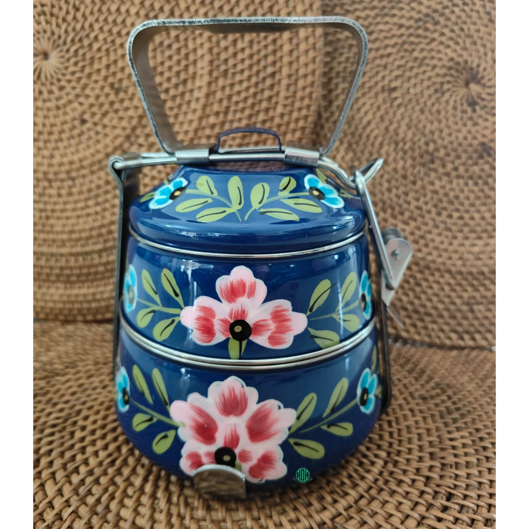 Eco-Friendly Ethnic Meenakari 2-Tier Steel Tiffin