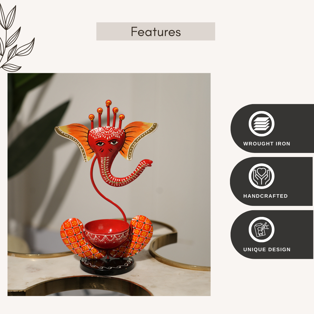 Ganesh T-Lite Metal Candle Holder | Spiritual Home Decor Accent