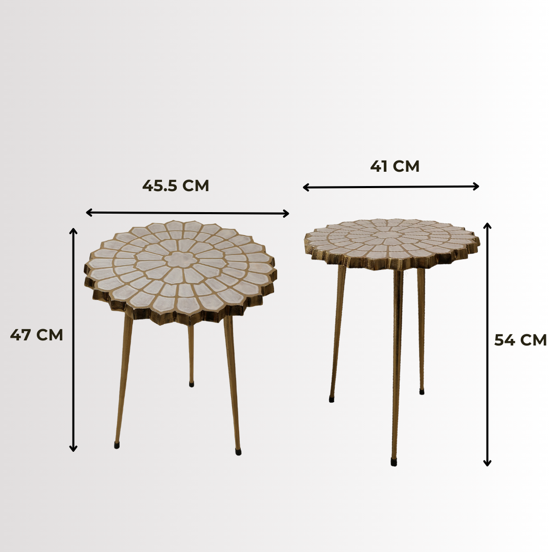 Handcrafted Lotus Center Coffee Tables | Set of 2 for Contemporary Home Decor