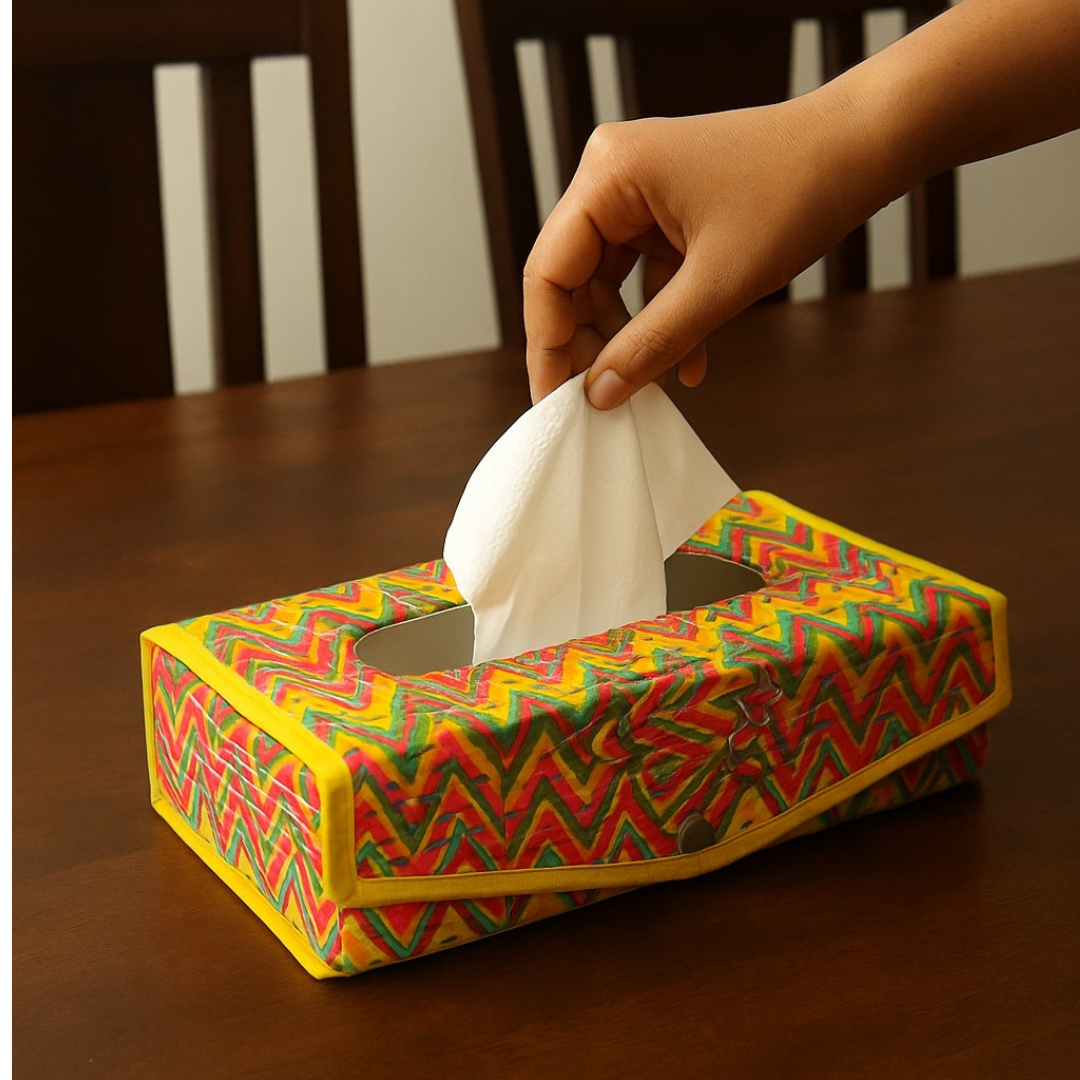 Handcrafted Block Print Tissue Box | Decorative Tissue Holder for Home & Office