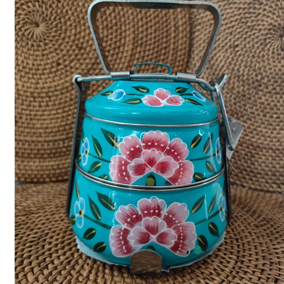 Eco-Friendly Ethnic Meenakari 2-Tier Steel Tiffin