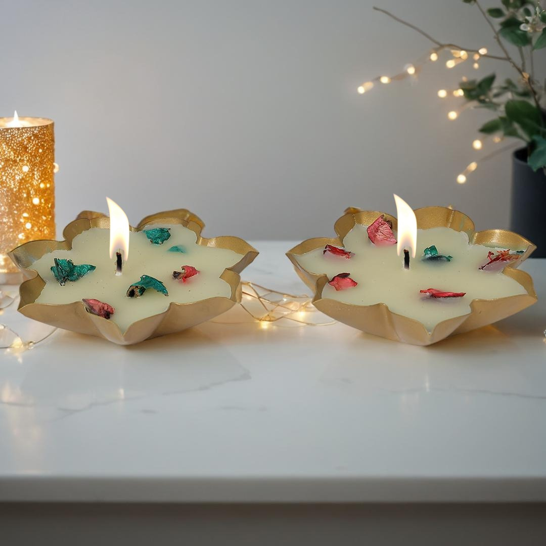 Diwali Gift Box – Swan Tissue Holder +  Metal Wax Diya Combo