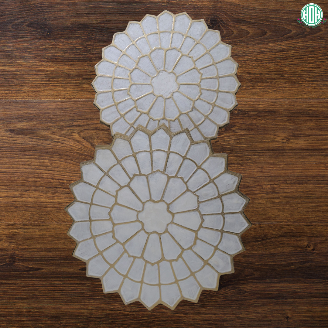 Handcrafted Lotus Center Coffee Tables | Set of 2 for Contemporary Home Decor