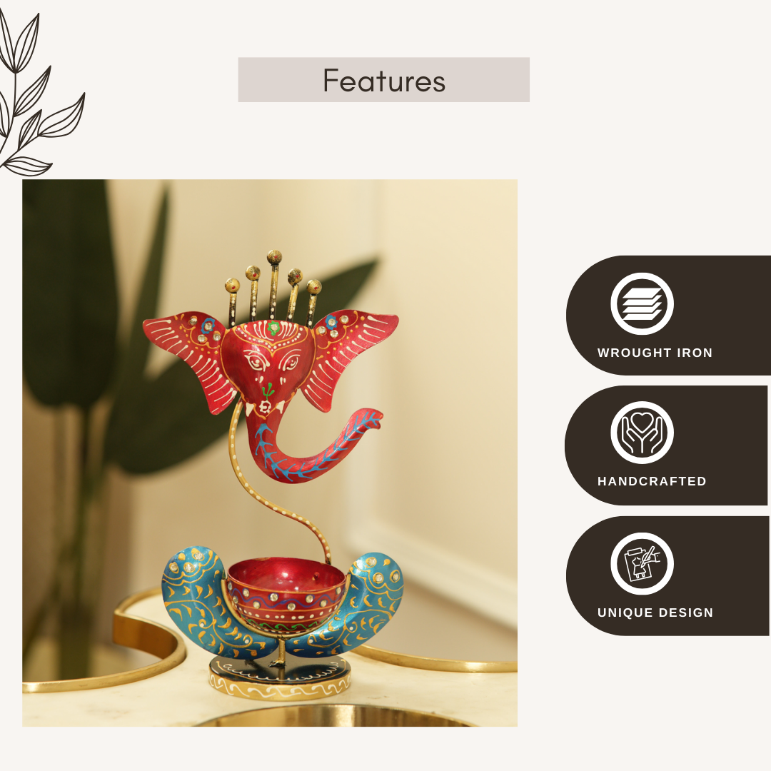 Ganesh T-Lite Metal Candle Holder | Spiritual Home Decor Accent
