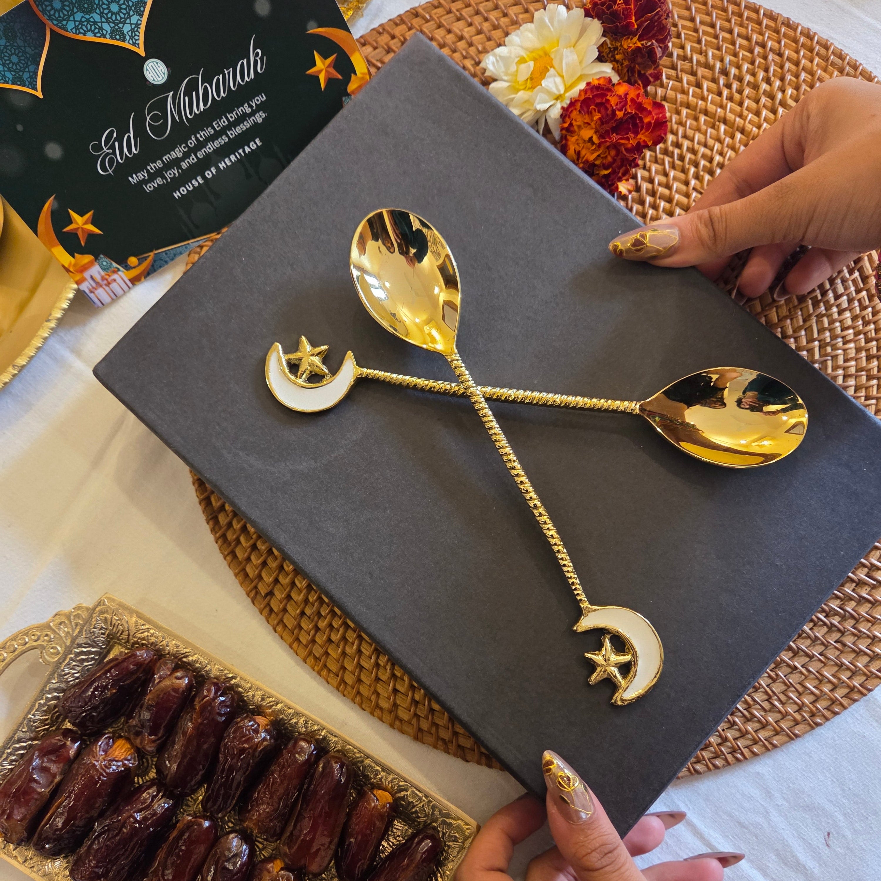 Gold Moon & Star Designer Spoon Set (Set of 2)
