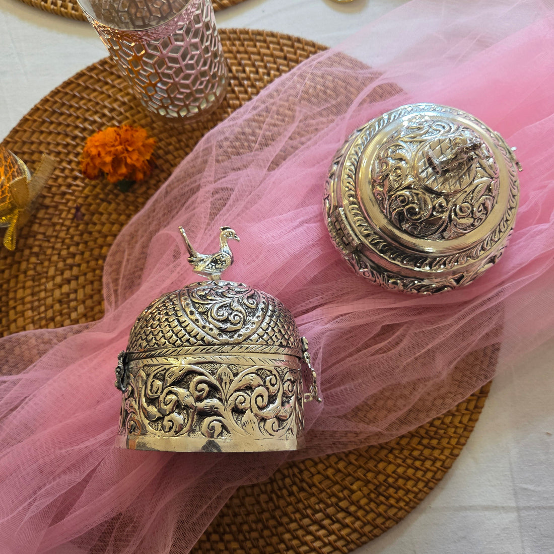 German Silver Peacock Design Multipurpose Center Piece for home decor and Eid Gifting