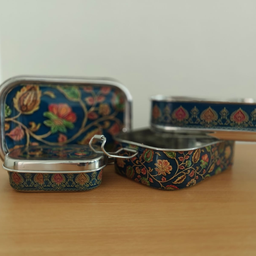 Eco-Friendly Ethnic Meenakari 2-Tier Steel Tiffin