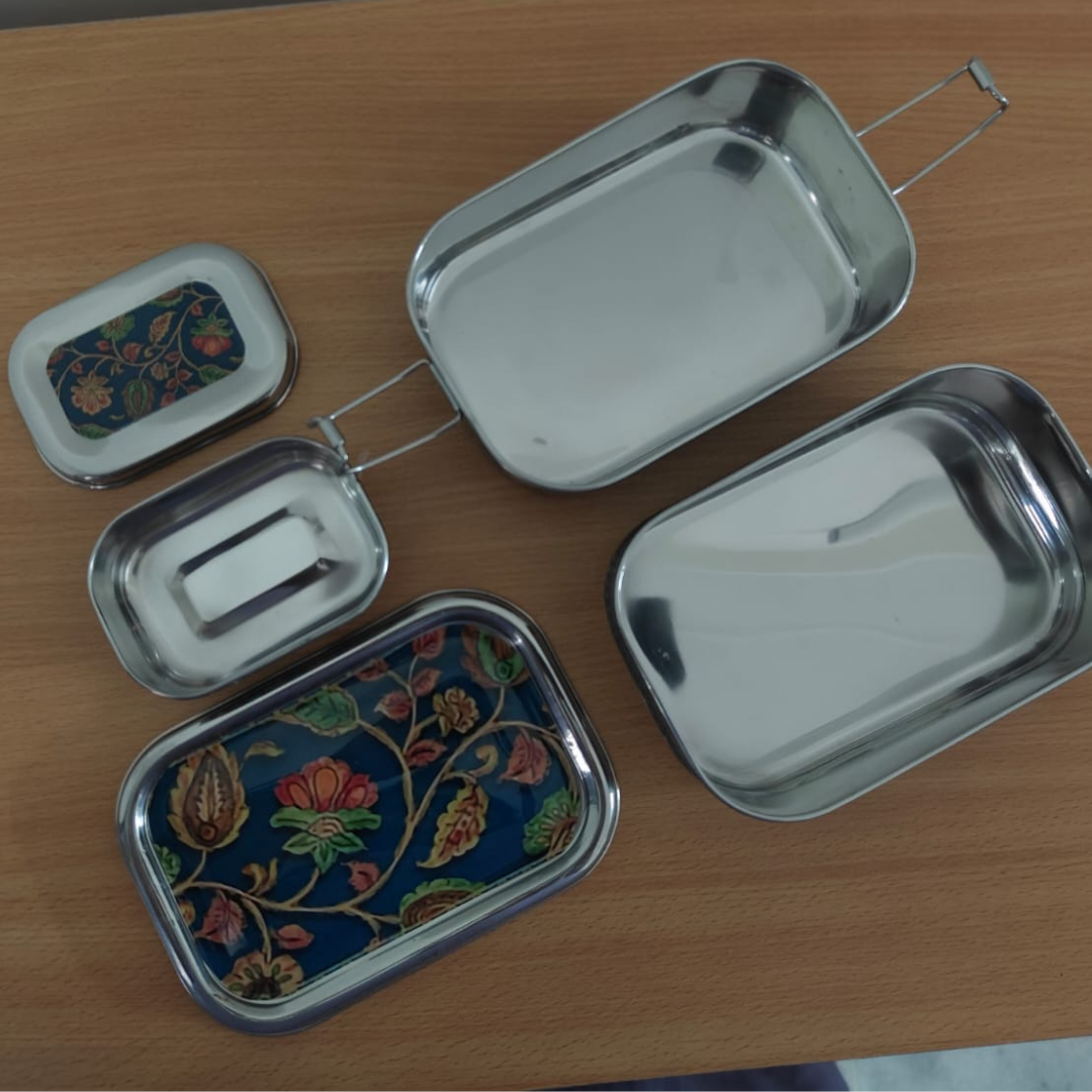 Eco-Friendly Ethnic Meenakari 2-Tier Steel Tiffin