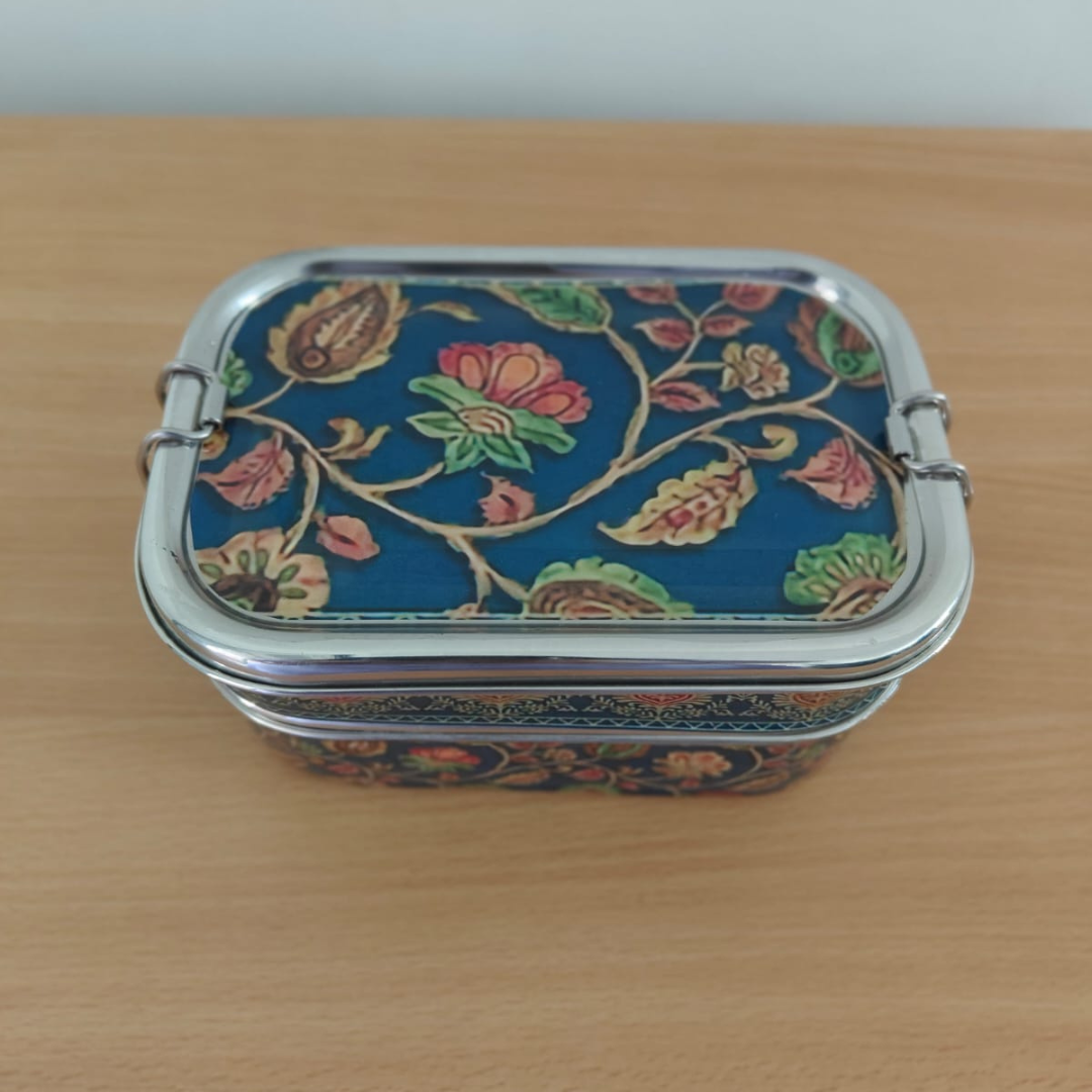 Eco-Friendly Ethnic Meenakari 2-Tier Steel Tiffin