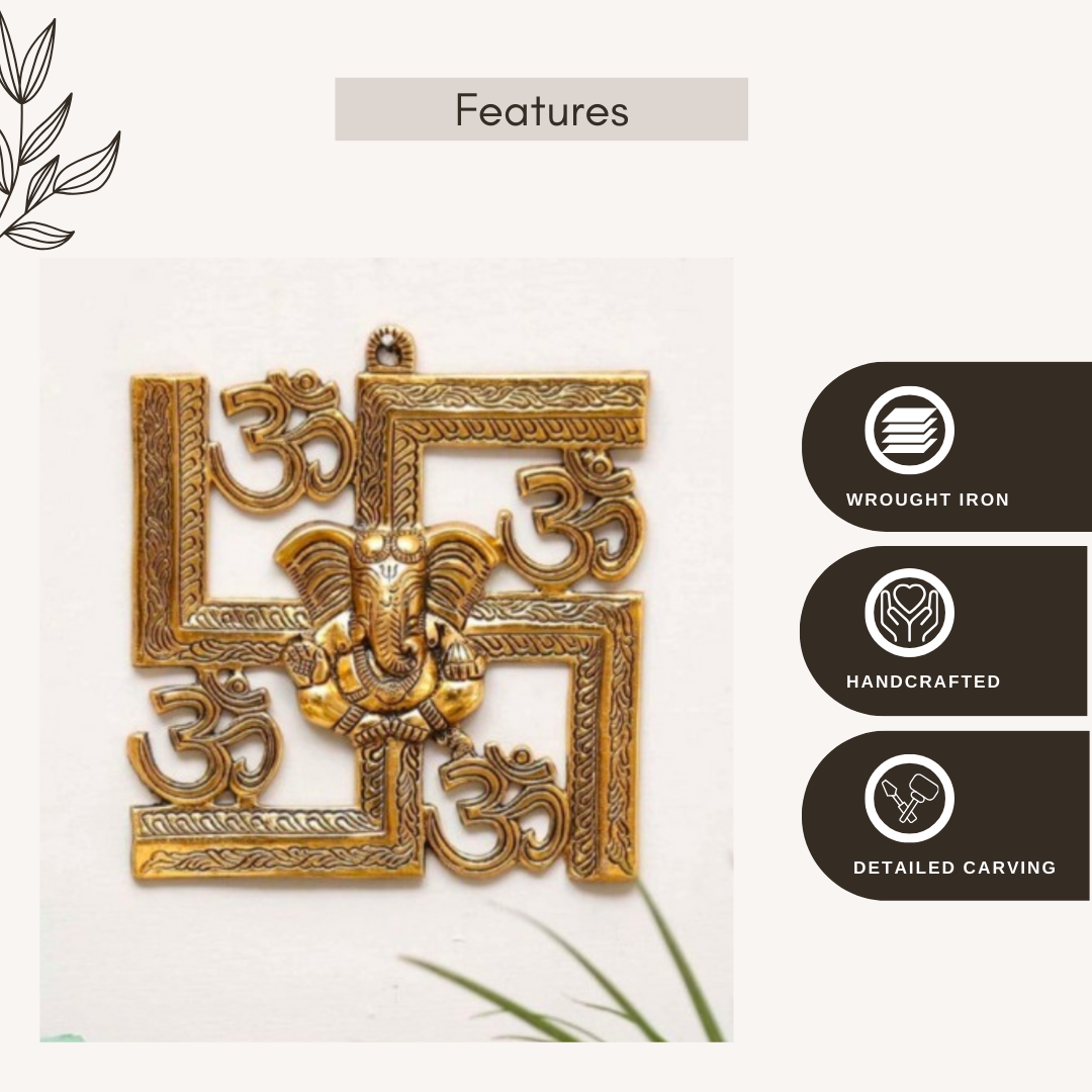 Swastik Metal Ganesh Wall Hanging | Wall Art For Home Or Office