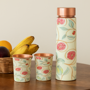 Copper Water Bottle Gifting Set | 1 Litre Bottle & Set of 2 Glasses | Boosts Immunity