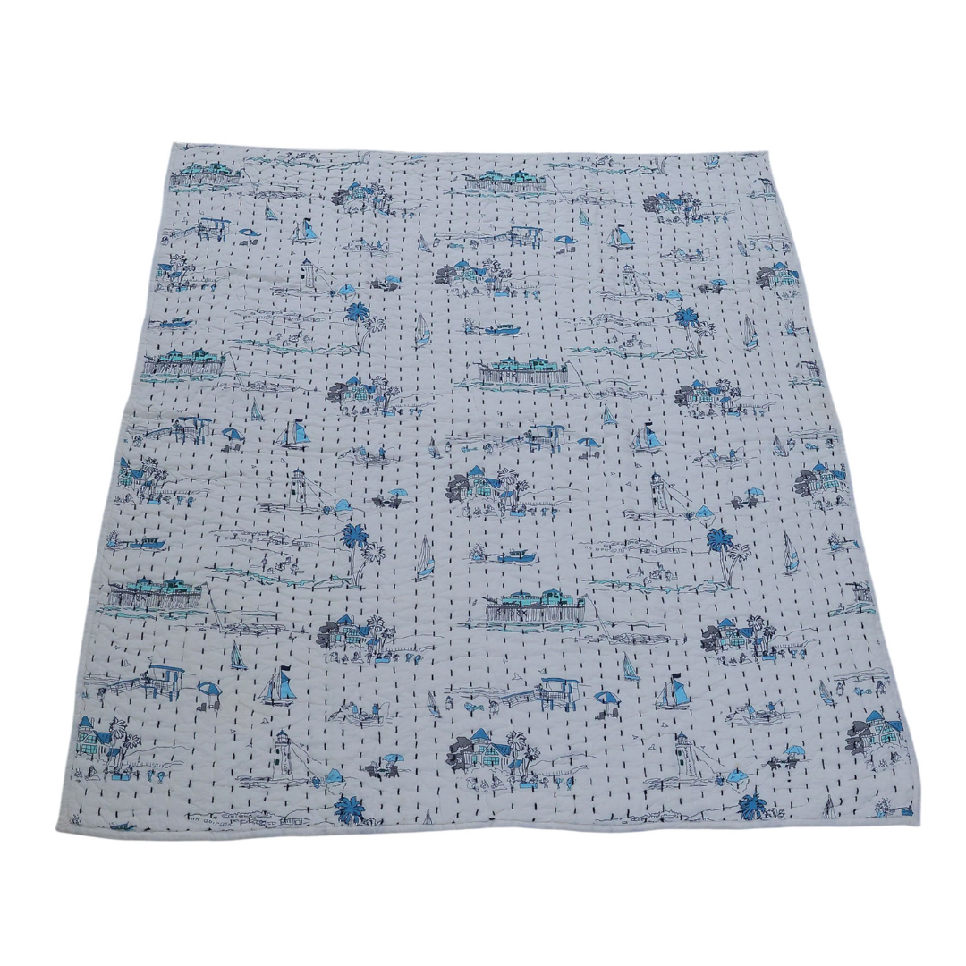 Handcrafted Kids Quilt with Traditional Village Block Print | Soft & Cozy Cotton Quilt for Babies & Toddlers