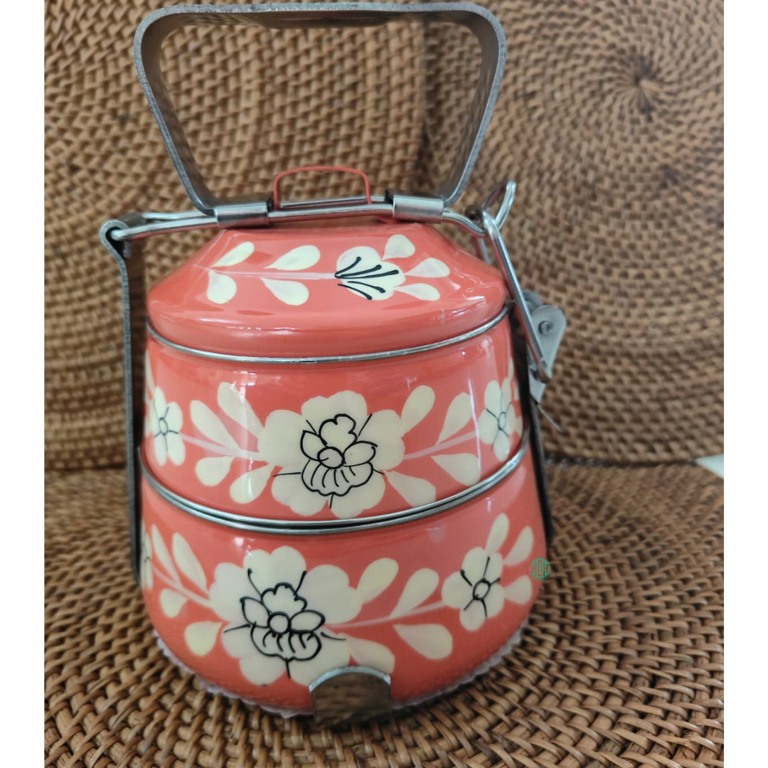 Eco-Friendly Ethnic Meenakari 2-Tier Steel Tiffin