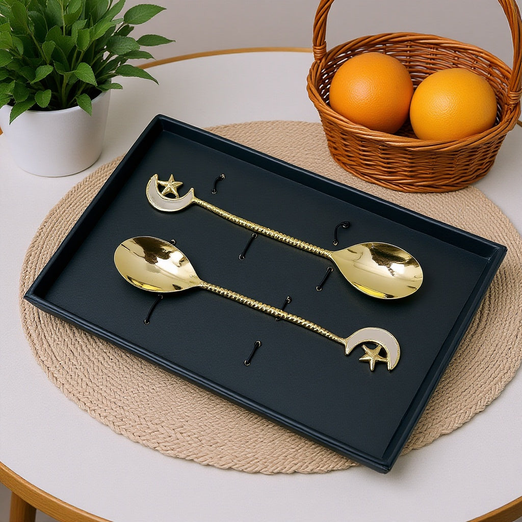 Gold Moon & Star Designer Spoon Eid Gift Set (Set of 2)