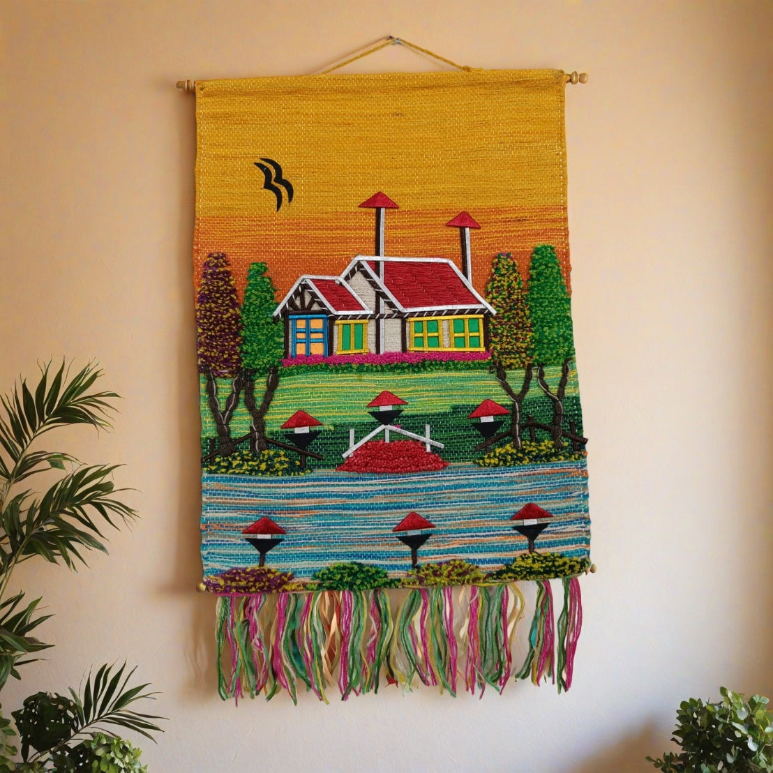 Sunset Cottage Serenity Woven Wall Hanging