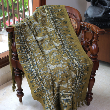 Rustic Bird Motif Block Print Cotton Throw  | Perfect for Living Room and Bedroom Decor