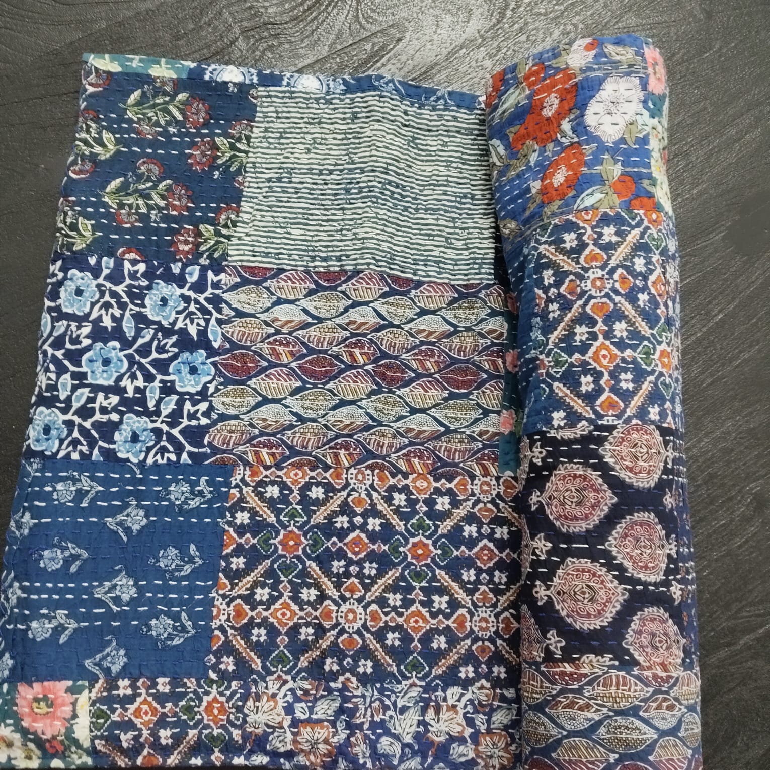 Handcrafted Block Print Bedcover with Patchwork | Artisan-Made 100% Cotton Bedspread