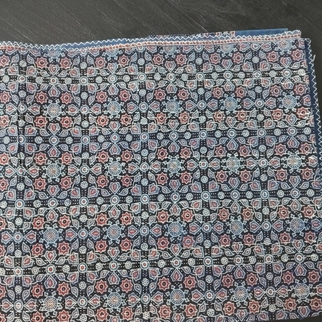 Ajrakh with Kantha Bedcover | Artisan-Made 100% Cotton Bedspread