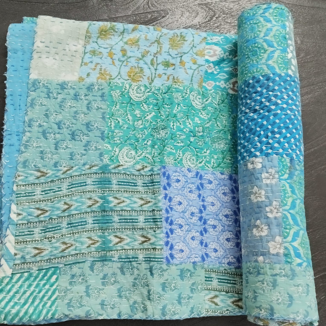 Handcrafted Block Print Bedcover with Patchwork | Artisan-Made 100% Cotton Bedspread