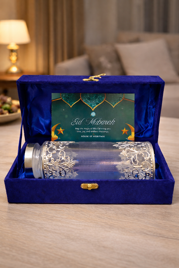 Royal German Silver Designer Glass Water Bottle – Luxury Eid Gift Box
