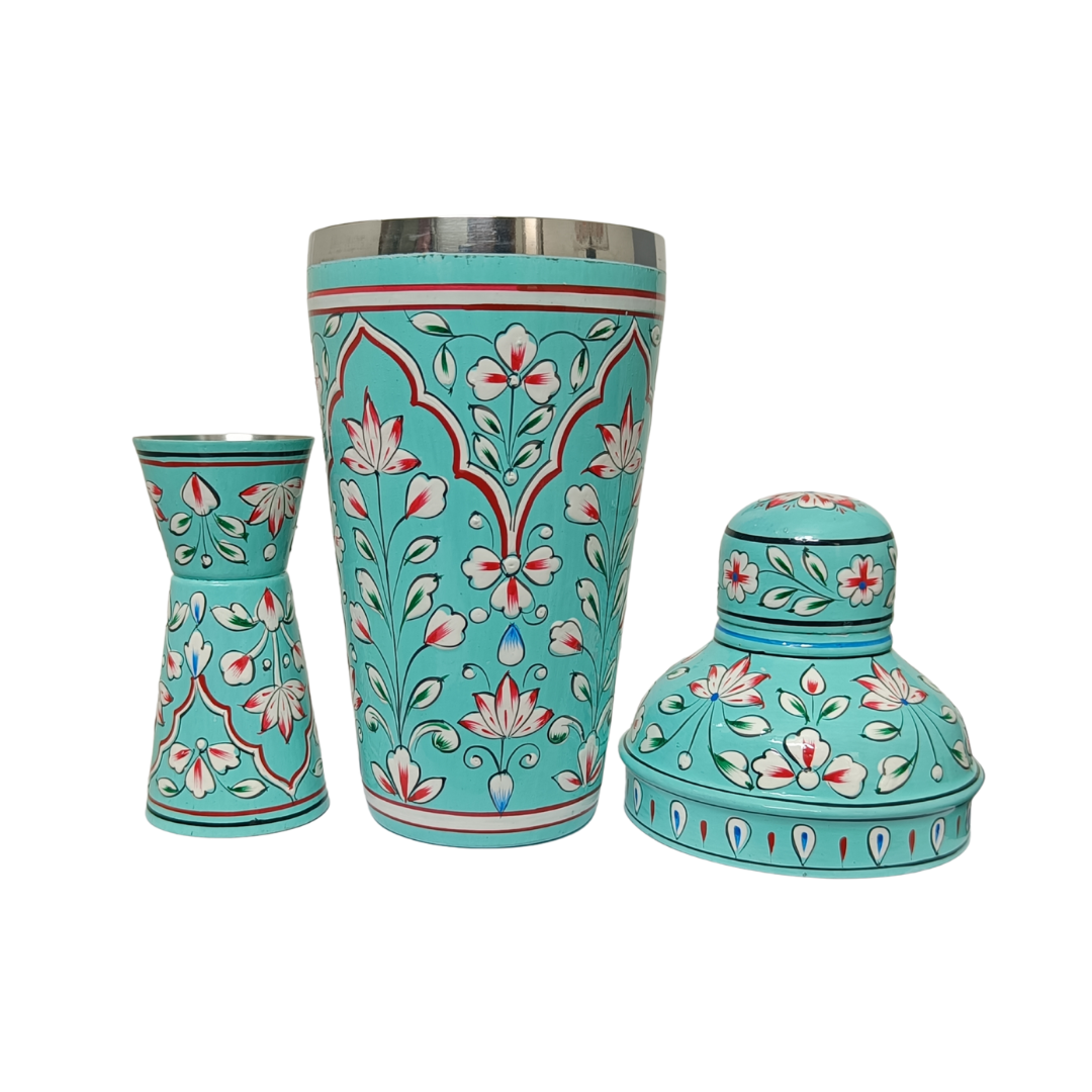 Premium Hand Painted Stainless Steel Cocktail Shaker with Peg Measurer
