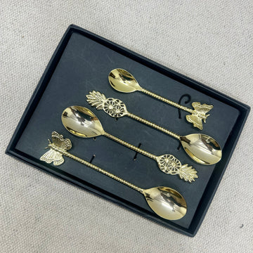 Luxury Gold-Plated Pineapple and butterfly Cutlery Set (Set of 4)