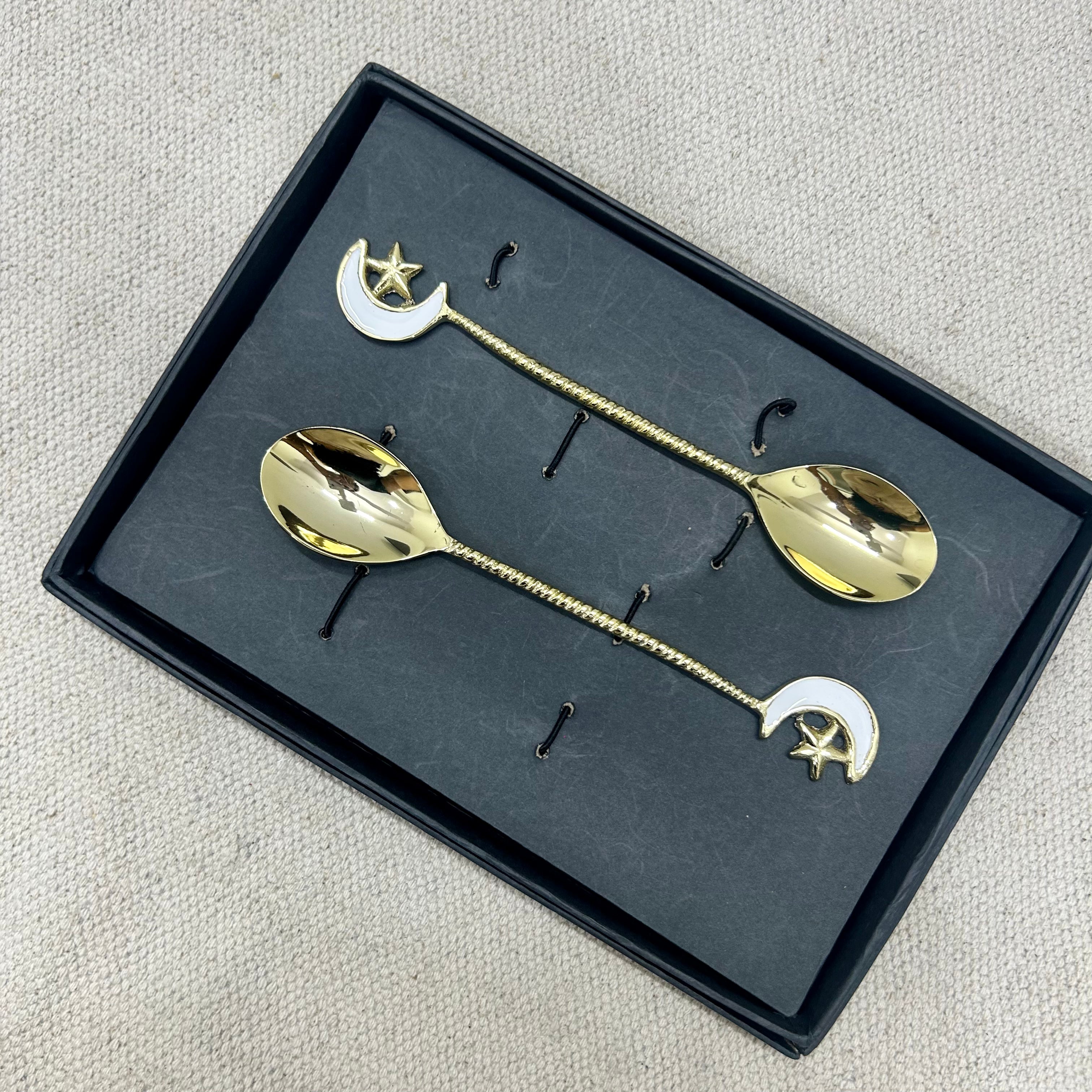 Gold Moon & Star Designer Spoon Set (Set of 2)