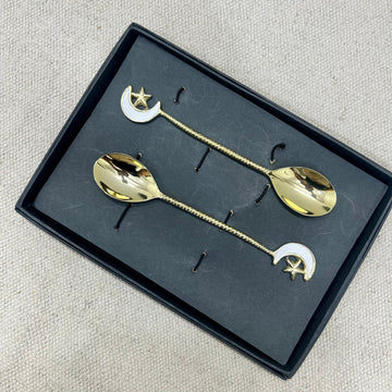 Gold Moon & Star Designer Spoon Set (Set of 2)