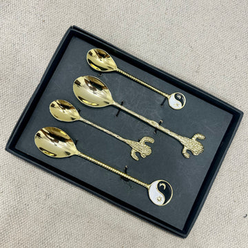 Luxury Gold Spoon Set with Decorative Handles – (Set of 4)
