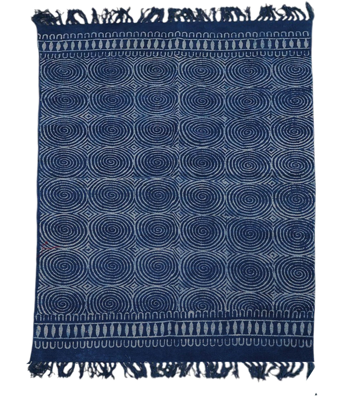 Indigo Blue Geometric Pattern Cotton| Handcrafted Cotton Area Rug for Home & Living Room Decor