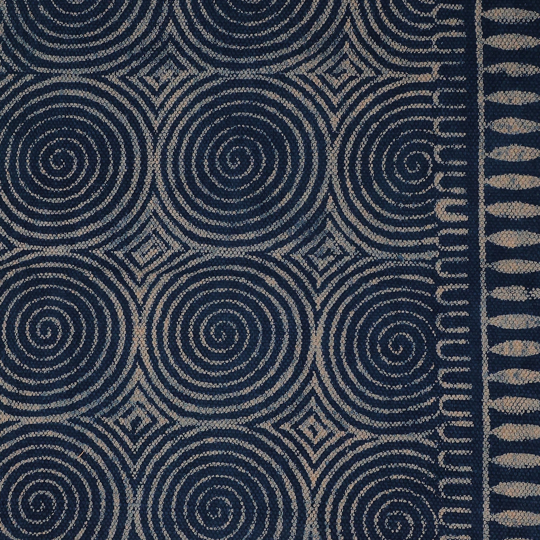 Indigo Blue Geometric Pattern Cotton| Handcrafted Cotton Area Rug for Home & Living Room Decor