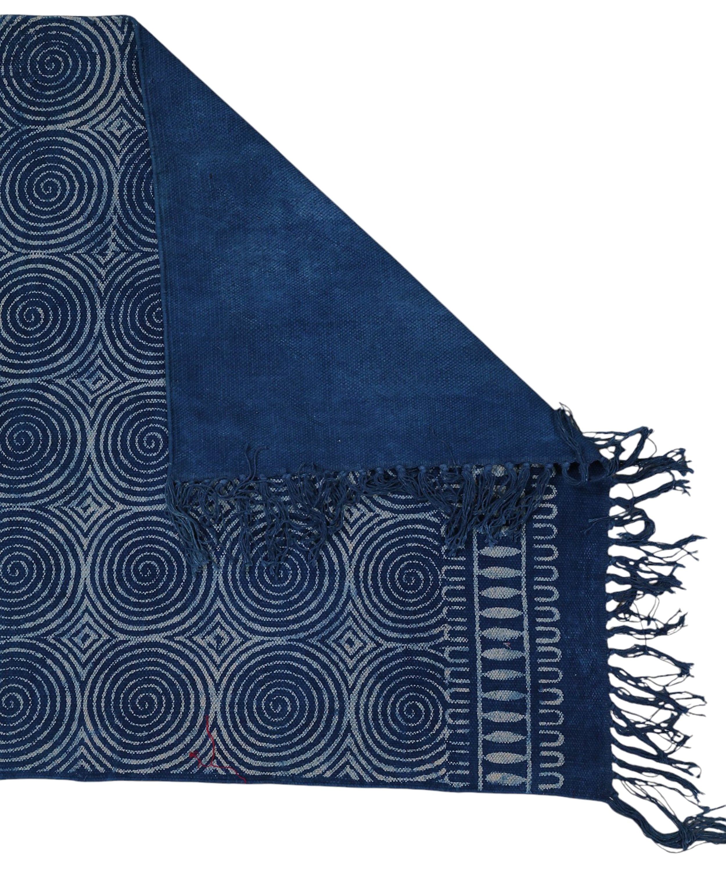 Indigo Blue Geometric Pattern Cotton| Handcrafted Cotton Area Rug for Home & Living Room Decor