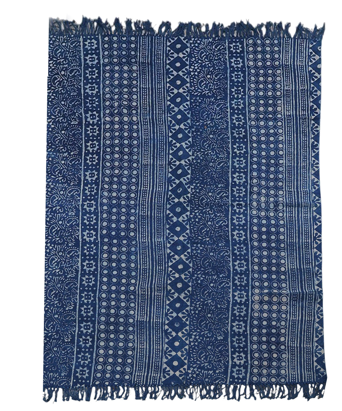 Decorative Handloom Blue Cotton Rug with Ethnic Pattern | Handwoven Area Rug for Living Room & Home Decor