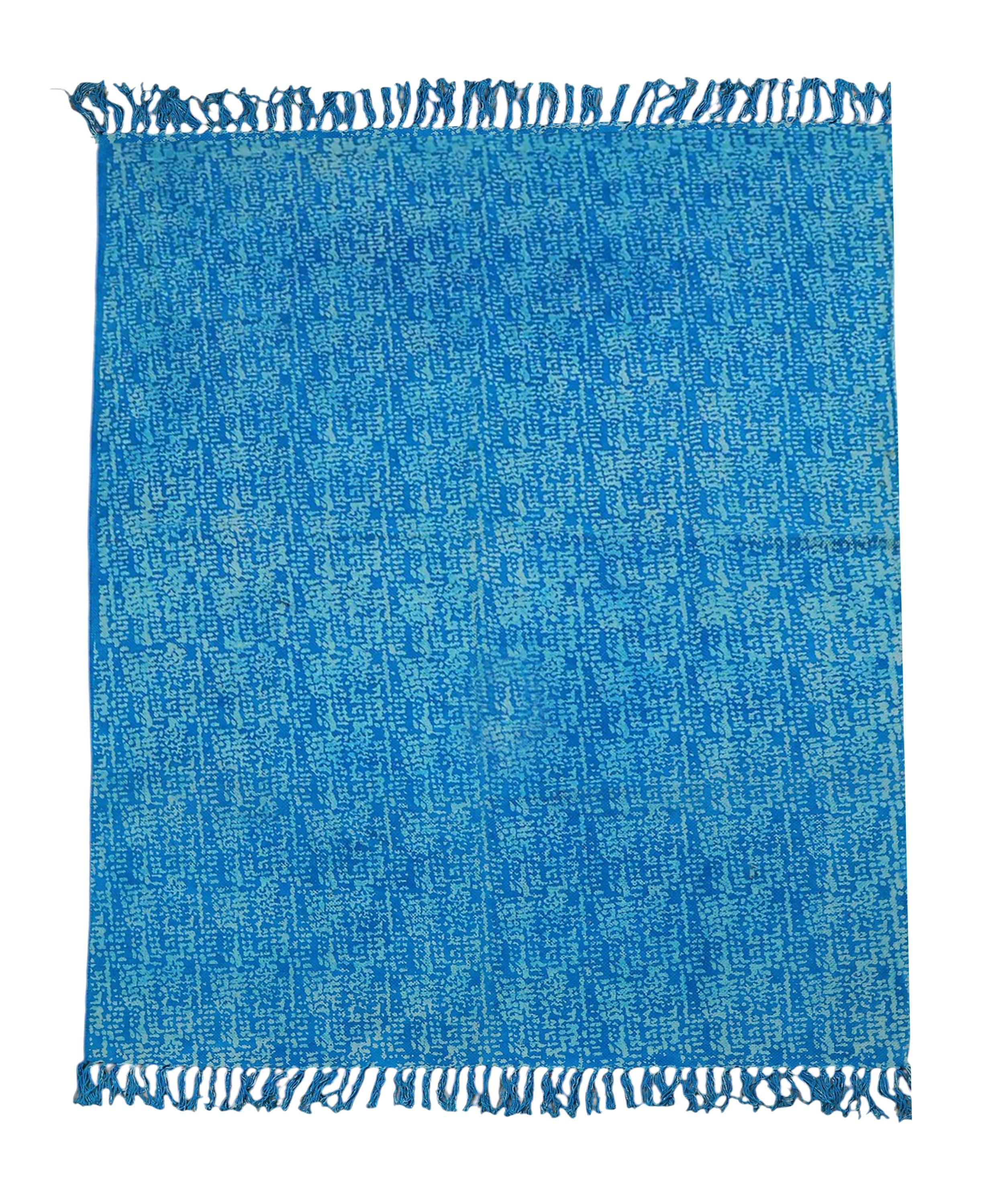 Textured Teal and White Knit Rug | Handcrafted Cotton Area Rug for Home & Living Room Decor