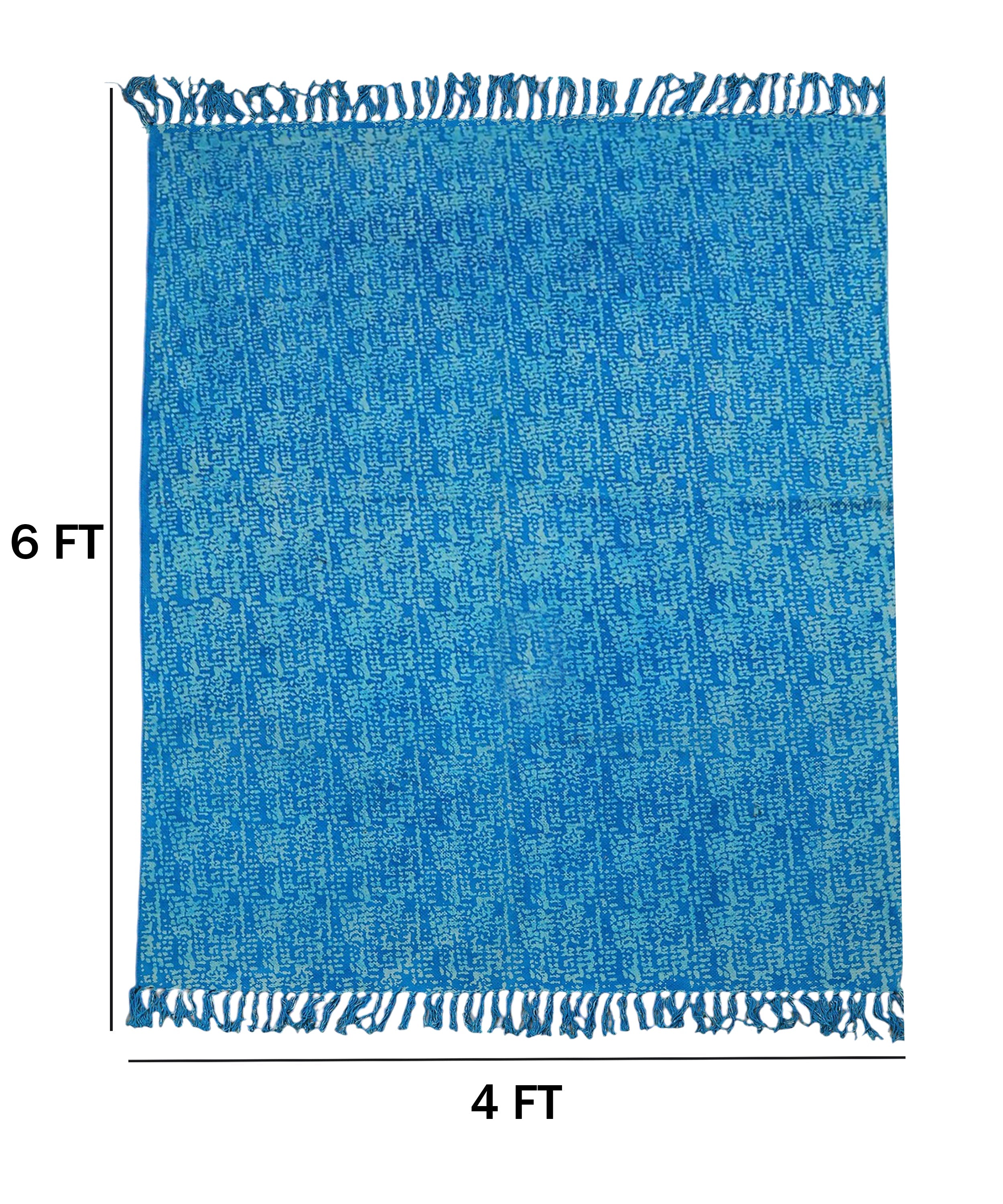 Textured Teal and White Knit Rug | Handcrafted Cotton Area Rug for Home & Living Room Decor