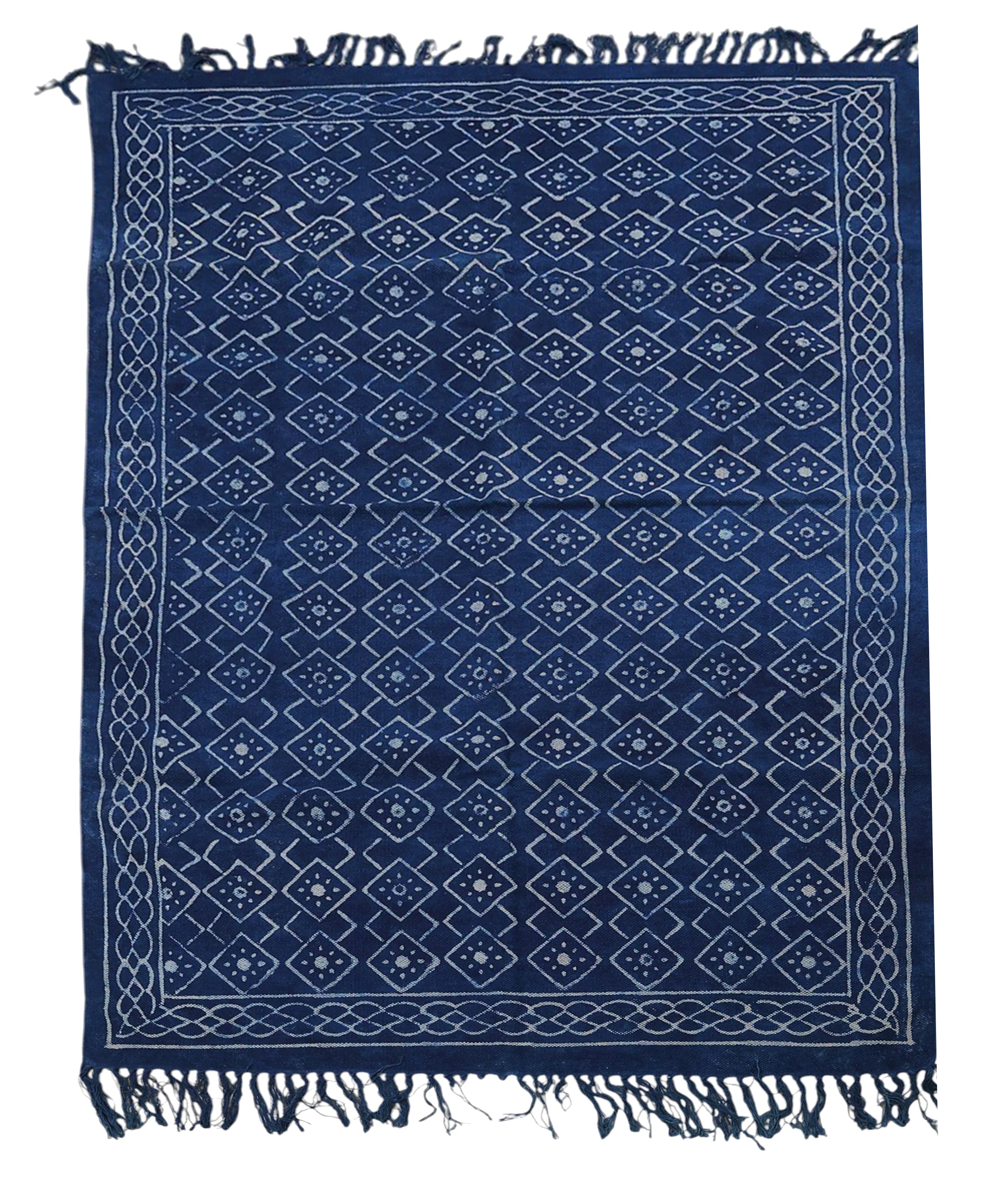Diamond Pattern Knit Rug | Handcrafted Cotton Area Rug for Home & Living Room Decor